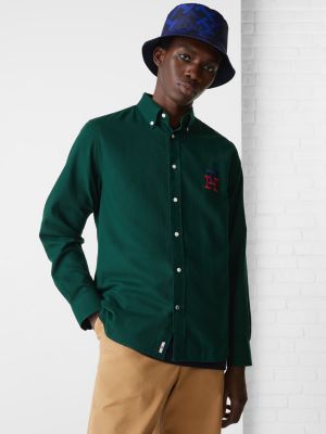 Th Monogram Regular Fit Pure Cotton Shirt Green Tommy Hilfiger