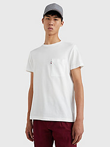 white pique slim fit t-shirt for men tommy hilfiger