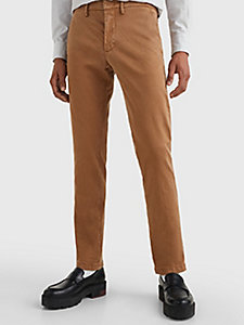 brown hampton luxe tapered trousers for men tommy hilfiger