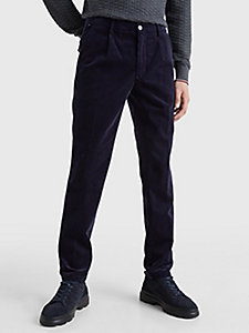 blue corduroy relaxed fit trousers for men tommy hilfiger