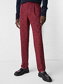 fioletowy spodnie th monogram z szerokimi nogawkami dla mężczyźni - tommy hilfiger