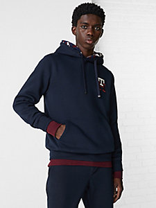blue th monogram embroidery hoody for men tommy hilfiger