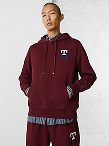 purple th monogram embroidery hoody for men tommy hilfiger