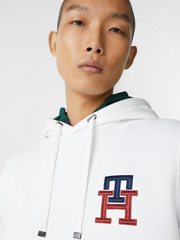 TH Monogram Embroidery Hoody | WHITE | Tommy Hilfiger
