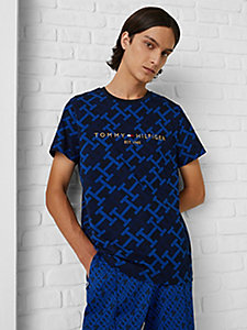 Tommy Hilfiger Lang shirt blauw gedrukte letters casual uitstraling Mode Shirts Lange shirts 