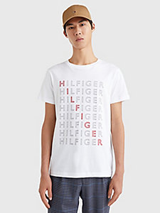 white repeat logo slim fit t-shirt for men tommy hilfiger