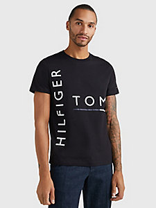black offset graphic slim fit t-shirt for men tommy hilfiger