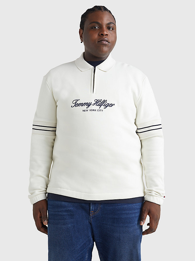 white plus half-zip popover sweatshirt for men tommy hilfiger