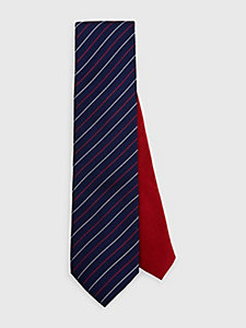 blue pure silk jacquard stripe tie for men tommy hilfiger