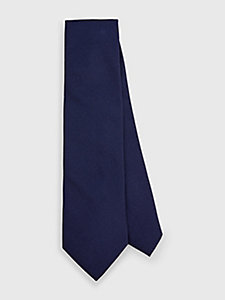 blue pure silk jacquard tie for men tommy hilfiger