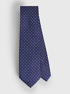 blau gepunktete jacquard-krawatte aus reiner seide für herren - tommy hilfiger