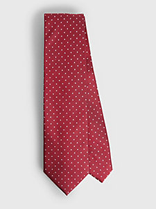 rot gepunktete jacquard-krawatte aus reiner seide für herren - tommy hilfiger