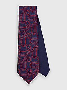 czerwony żakardowy krawat z czystego jedwabiu dla mężczyźni - tommy hilfiger