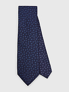 niebieski żakardowy krawat z czystego jedwabiu dla mężczyźni - tommy hilfiger
