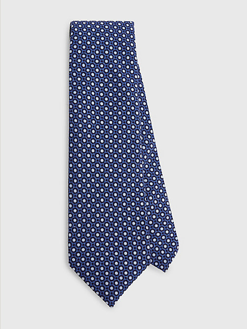 синий галстук с графичным жаккардовым узором для женщины - tommy hilfiger