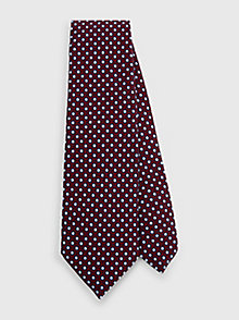 czerwony żakardowy wzorzysty krawat dla mężczyźni - tommy hilfiger