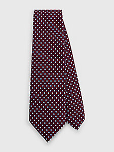 rot jacquard-krawatte mit grafischem muster für herren - tommy hilfiger