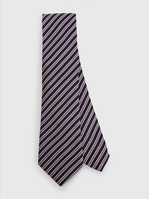 фиолетовый галстук с жаккардовым узором в полоску для женщины - tommy hilfiger