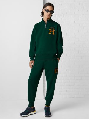 Geroosterd Wijde selectie landheer Relaxed coltrui met halve rits en monogram | GROEN | Tommy Hilfiger