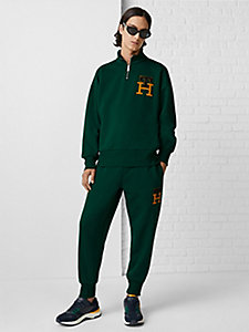 green th monogram relaxed fit half-zip sweatshirt for men tommy hilfiger