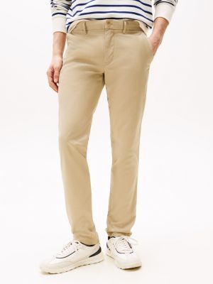 beige bleecker stretch cotton chinos for men tommy hilfiger