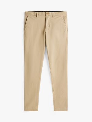 pantaloni chino bleecker in cotone stretch beige da uomini tommy hilfiger