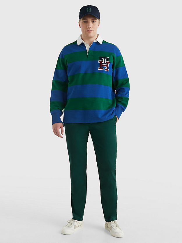 PREP GREEN/BOLD BLUE Relaxed Stripe Rugby Shirt for men TOMMY HILFIGER