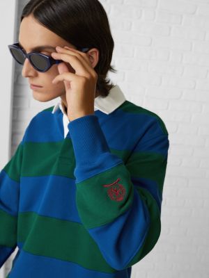 PREP GREEN/BOLD BLUE Relaxed Stripe Rugby Shirt for men TOMMY HILFIGER