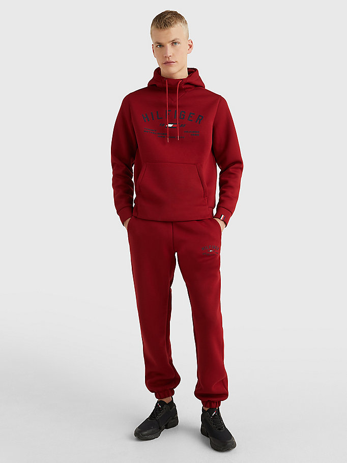 red sport graphic print hoody for men tommy hilfiger