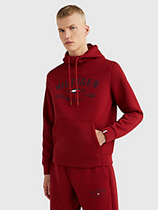 rood sport hoodie met grafische print voor heren - tommy hilfiger