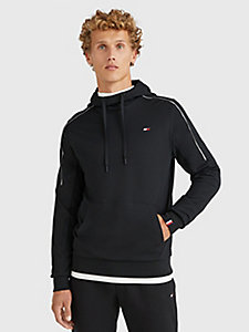 schwarz sport hoodie mit paspel-detail für herren - tommy hilfiger
