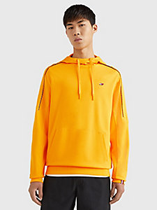 gelb sport hoodie mit paspel-detail für herren - tommy hilfiger