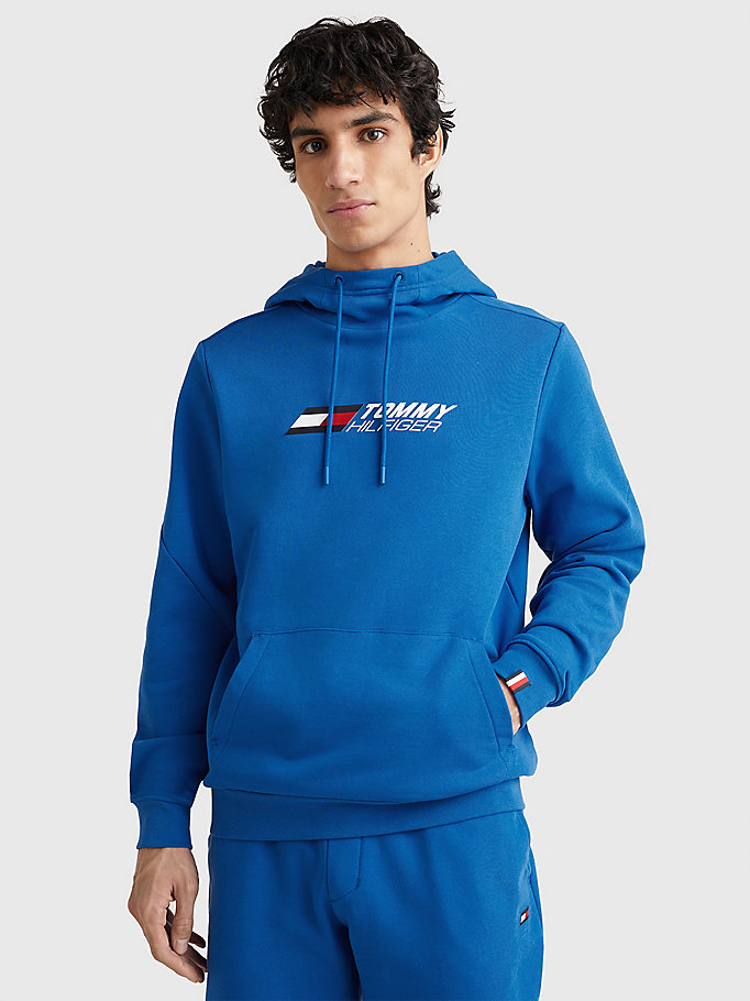 blue sport essential high neck hoody for men tommy hilfiger
