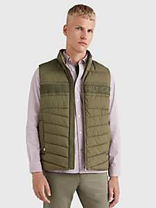 khaki logo padded vest for men tommy hilfiger