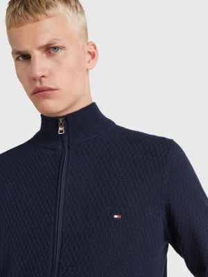 ZipThru High Neck Cardigan BLUE Tommy Hilfiger