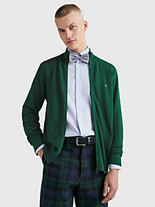 green zip-thru high neck cardigan for men tommy hilfiger
