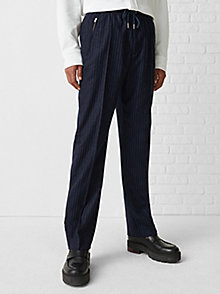 blue th monogram flannel trousers for men tommy hilfiger