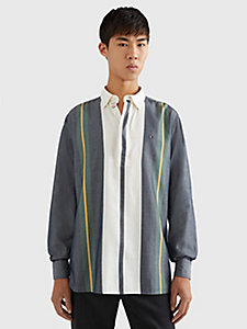 blue rugby stripe relaxed fit shirt for men tommy hilfiger
