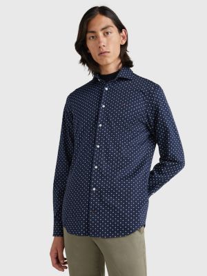 Scarf Print Slim Fit Jersey Shirt BLUE Tommy Hilfiger