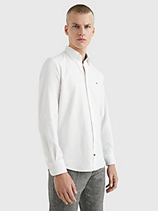 white regular fit oxford cotton shirt for men tommy hilfiger