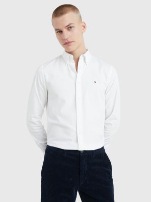 importere grøntsager Signal TH Flex Slim Fit Dobby Shirt | WHITE | Tommy Hilfiger