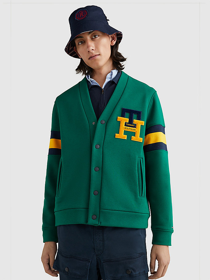 green icons monogram casual fit cardigan for men tommy hilfiger