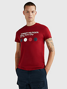 rood slim fit t-shirt met nyc metro dot-logo voor heren - tommy hilfiger