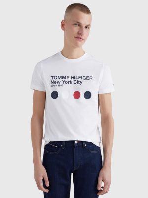 Piket herberg Gedrag NYC Metro Dot Slim Fit T-Shirt | WHITE | Tommy Hilfiger