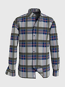 blue plus check flannel regular fit shirt for men tommy hilfiger