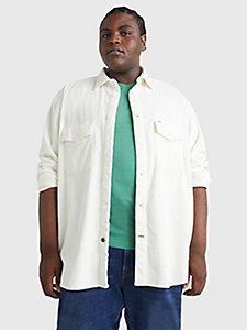 white plus relaxed fit corduroy overshirt for men tommy hilfiger