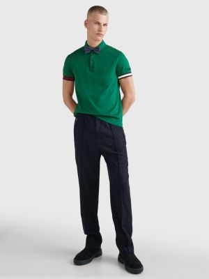 Contrast Cuff Slim Fit Jersey Polo GREEN Tommy Hilfiger