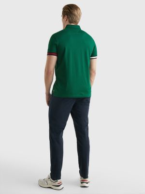 Contrast Cuff Slim Fit Jersey Polo GREEN Tommy Hilfiger