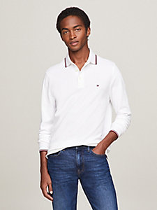white 1985 collection slim fit long sleeve polo for men tommy hilfiger