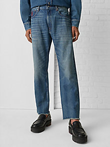 blauw th monogram regular jeans met embleem voor heren - tommy hilfiger